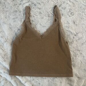 American Eagle Outfitters Tan Lace Trim Camisole